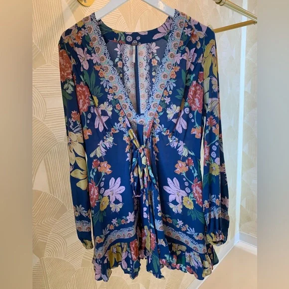 Free People | Dresses | Free People V Neck Blue Floral Dress | Poshmark Free People | Dresses | Free People V Neck Blue Floral Dress | Poshmark
